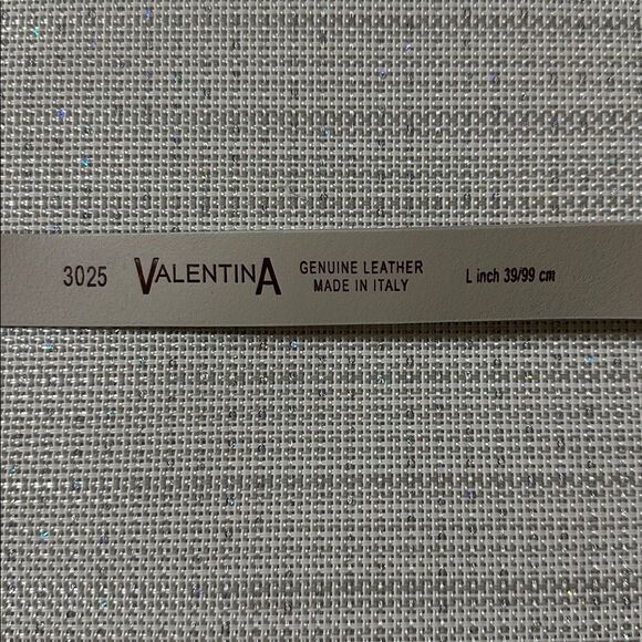 Valentina Ivory Milk Genuine Leather Rayed Brass Tone Buckle Belt